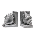 Orsina Conch Grey Dolomite Bookends – Set of 2 Coastal Shell Decor