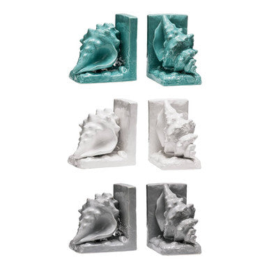 Orsina Conch Grey Dolomite Bookends – Set of 2 Coastal Shell Decor
