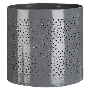Orsina Punched Grey Metal Candle Holder – Perforated Small Lantern
