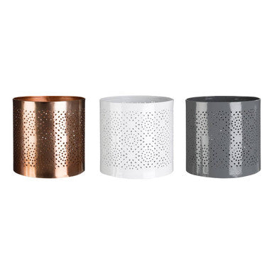 Orsina Punched Grey Metal Candle Holder – Perforated Small Lantern