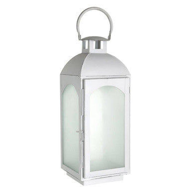 Orsina Farol White Wash Small Lantern | Frosted Glass & Mild Steel