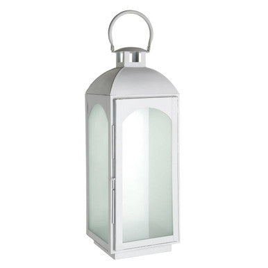 Orsina Farol Large Lantern – Whitewash Mild Steel & Frosted Glass