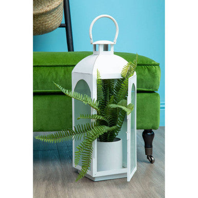 Orsina Farol Large Lantern – Whitewash Mild Steel & Frosted Glass