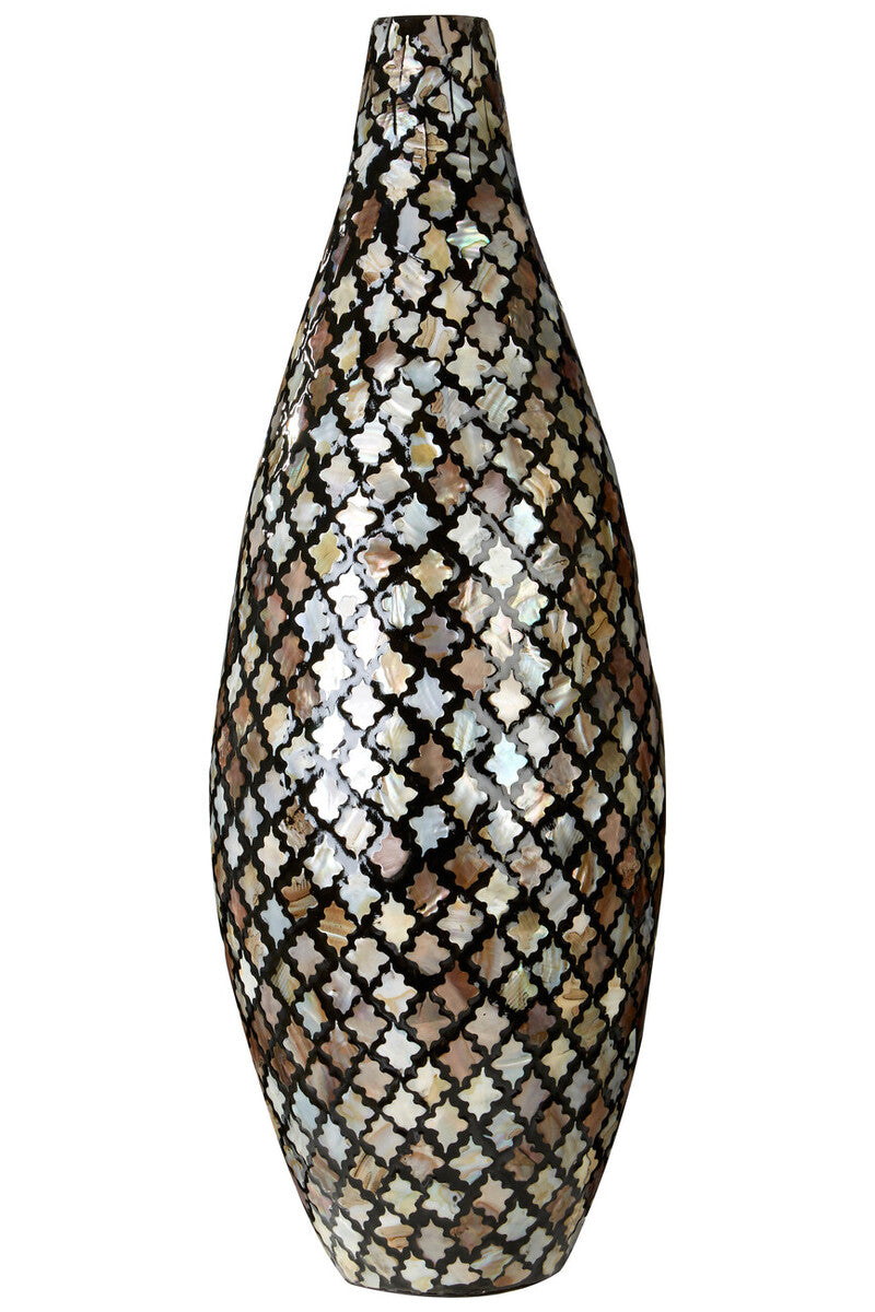 Orsina Occo Mosaic Droplet Vase – Gold Bamboo Teardrop Sculpture