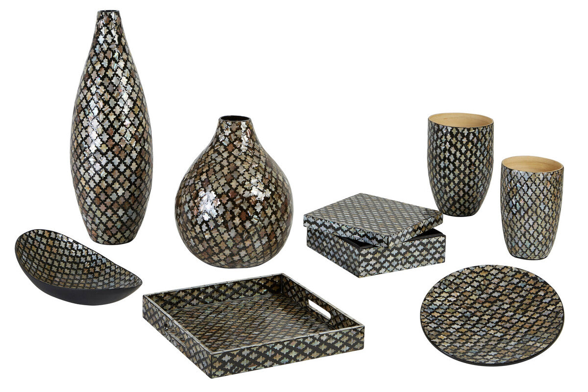 Orsina Occo Mosaic Droplet Vase – Gold Bamboo Teardrop Sculpture