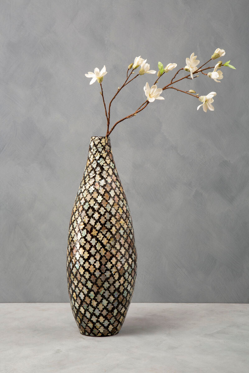 Orsina Occo Mosaic Droplet Vase – Gold Bamboo Teardrop Sculpture