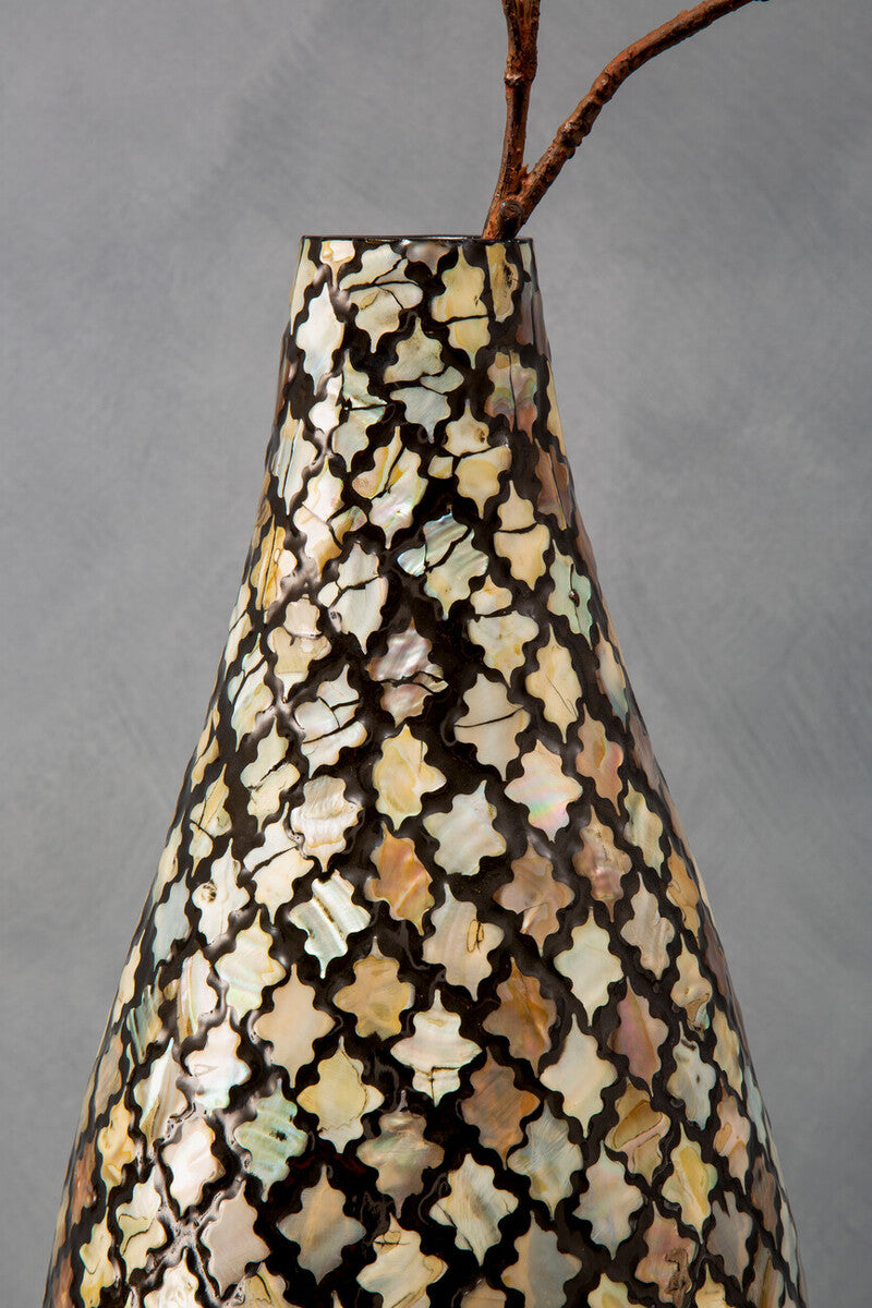 Orsina Occo Mosaic Droplet Vase – Gold Bamboo Teardrop Sculpture