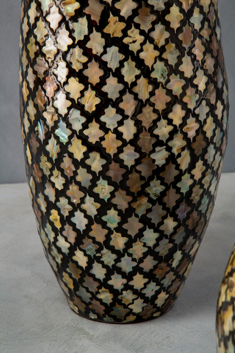 Orsina Occo Mosaic Droplet Vase – Gold Bamboo Teardrop Sculpture