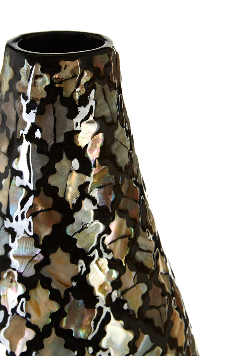 Orsina Occo Mosaic Droplet Vase – Gold Bamboo Teardrop Sculpture