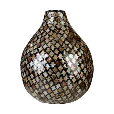 Orsina Occo Mosaic Bottle Vase – Gold Accent Moroccan Style Decor