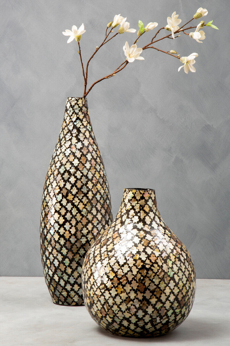 Orsina Occo Mosaic Bottle Vase – Gold Accent Moroccan Style Decor