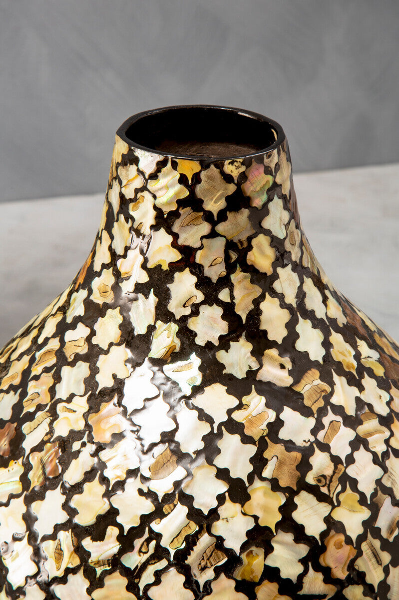 Orsina Occo Mosaic Bottle Vase – Gold Accent Moroccan Style Decor