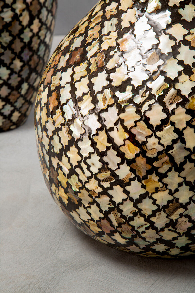 Orsina Occo Mosaic Bottle Vase – Gold Accent Moroccan Style Decor