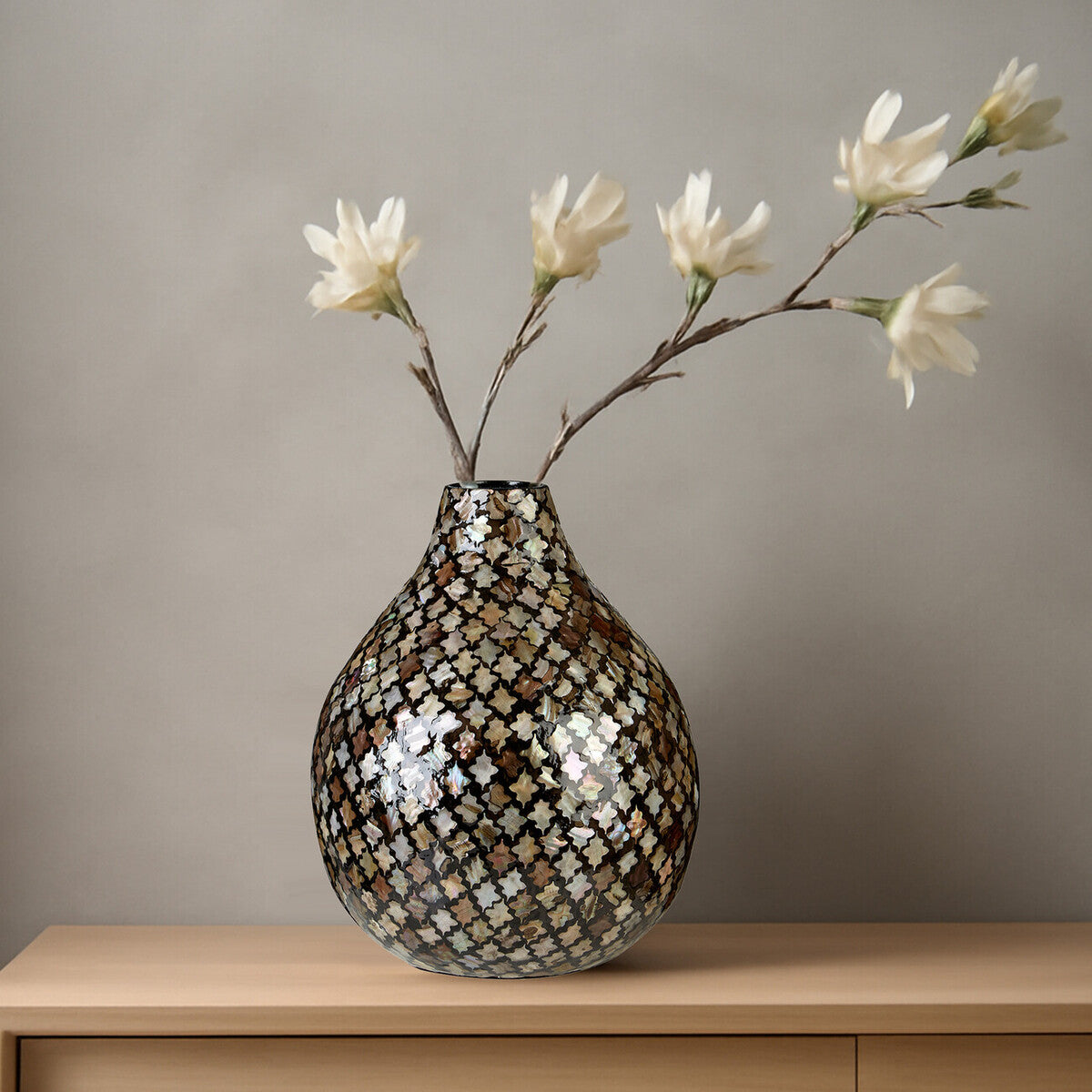 Orsina Occo Mosaic Bottle Vase – Gold Accent Moroccan Style Decor