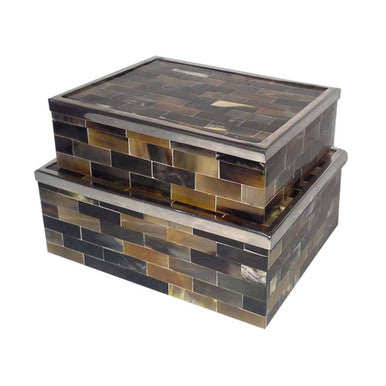 Orsina Buffalo Horn Trinket Boxes | Set of 2 Decorative Storage