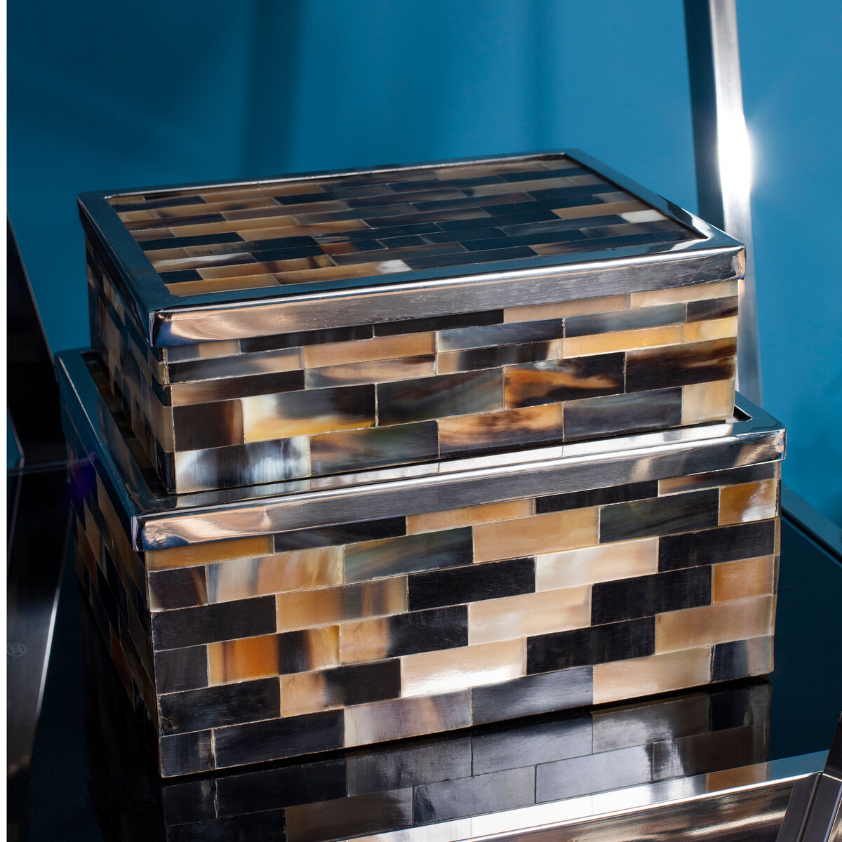 Orsina Buffalo Horn Trinket Boxes | Set of 2 Decorative Storage