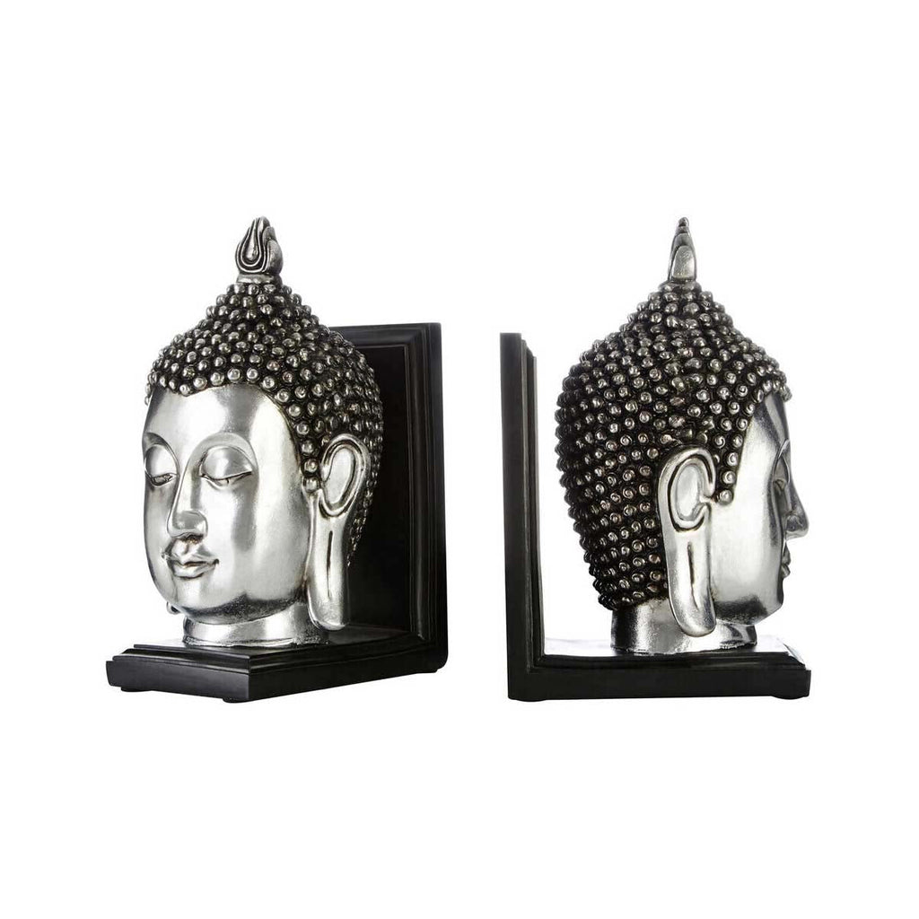 Orsina Silver Buddha Head Bookends – Decorative Sculptural Bookends