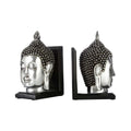 Orsina Silver Buddha Head Bookends – Decorative Sculptural Bookends