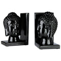 Orsina Piper Buddha Head Black Bookends | Zen Decorative Shelf Decor