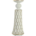 Orsina Honeycomb Large Candle Holder – White and Gold Geometric Decor