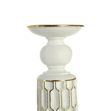 Orsina Honeycomb Large Candle Holder – White and Gold Geometric Decor