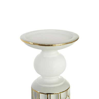 Orsina Honeycomb Large Candle Holder – White and Gold Geometric Decor