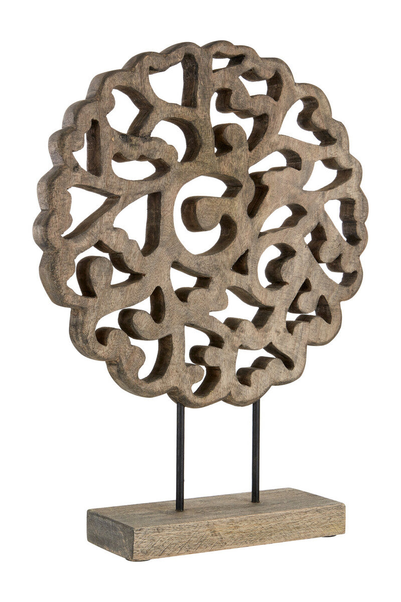 Orsina Fausto Grey Mango Wood Carved Abstract Tabletop Sculpture