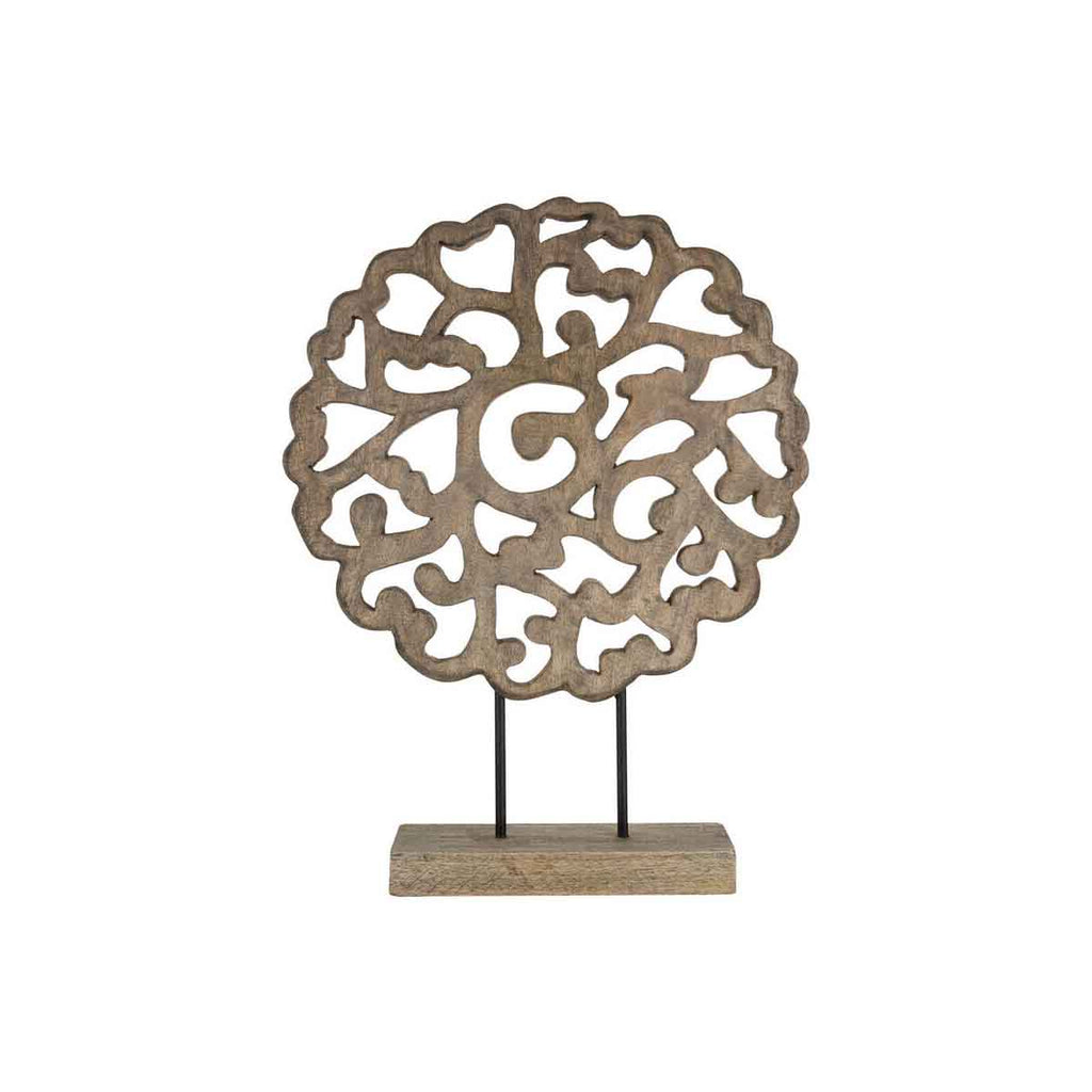 Orsina Fausto Grey Mango Wood Carved Abstract Tabletop Sculpture