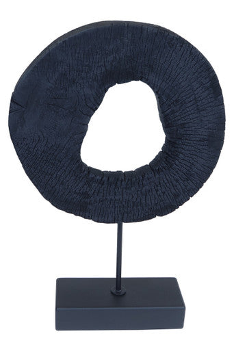 Orsina Fidel Large Mango Wood Sculpture – Rustic Charred Black Art
