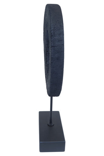 Orsina Fidel Large Mango Wood Sculpture – Rustic Charred Black Art