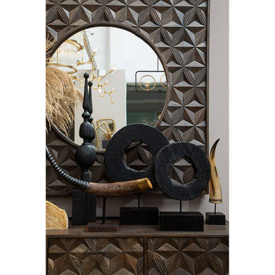 Orsina Fidel Black Rustic Mango Wood Finial Sculptural Accent