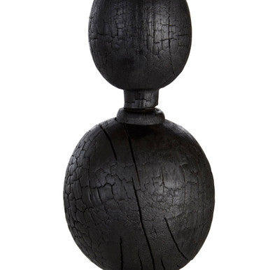 Orsina Fidel Black Rustic Mango Wood Finial Sculptural Accent