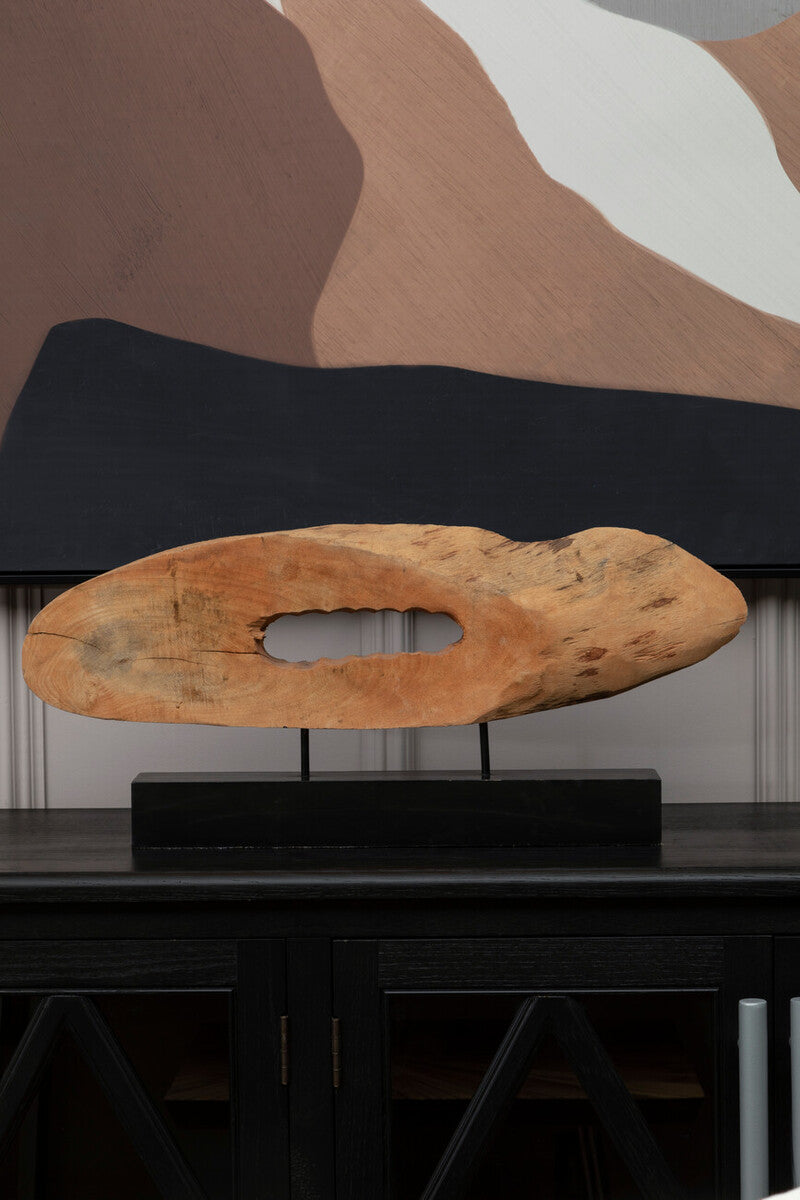 Orsina Fidel Mango Wood Slice Sculpture | Natural Wood & Iron Decor