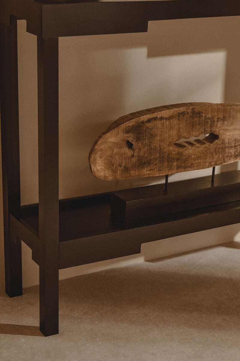 Orsina Fidel Mango Wood Slice Sculpture | Natural Wood & Iron Decor