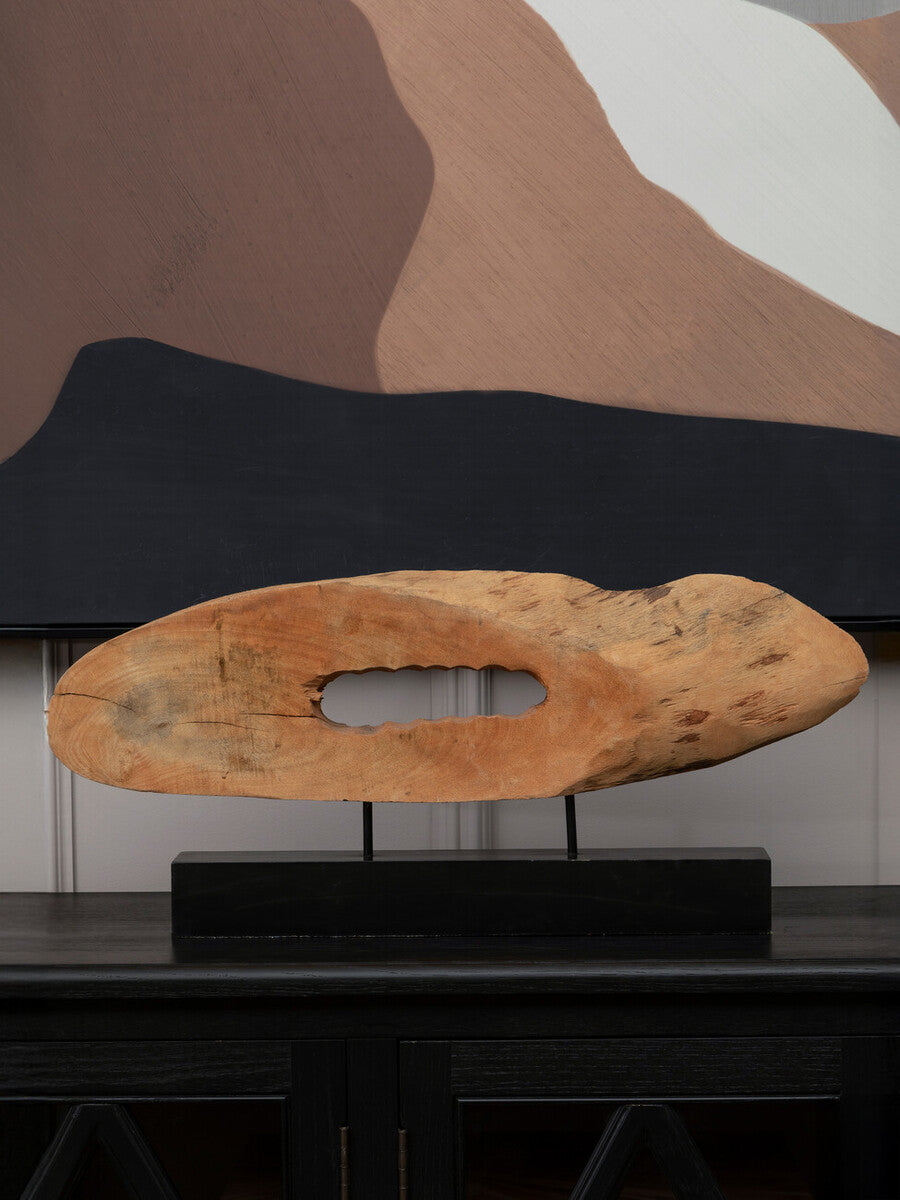 Orsina Fidel Mango Wood Slice Sculpture | Natural Wood & Iron Decor