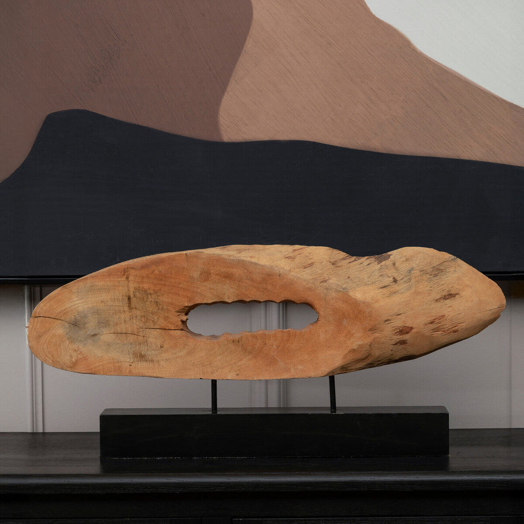 Orsina Fidel Mango Wood Slice Sculpture | Natural Wood & Iron Decor