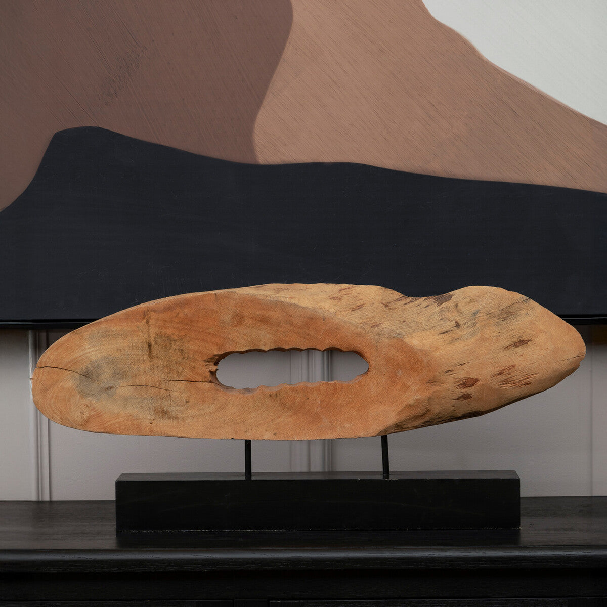 Orsina Fidel Mango Wood Slice Sculpture | Natural Wood & Iron Decor