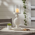 Orsina Mango Wood Carved Candle Holder – Whitewash Hurricane Lamp