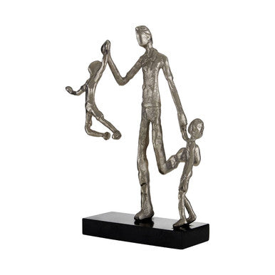 Orsina Silver Family Figurine – Modern Textured Sculpture with Base