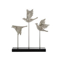 Orsina Faber Flock of Birds Sculpture – Silver & Black Metal Decor