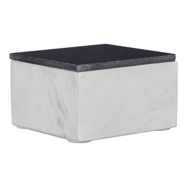 Orsina Kira Small Marble Trinket Box – White and Grey Stone Decor