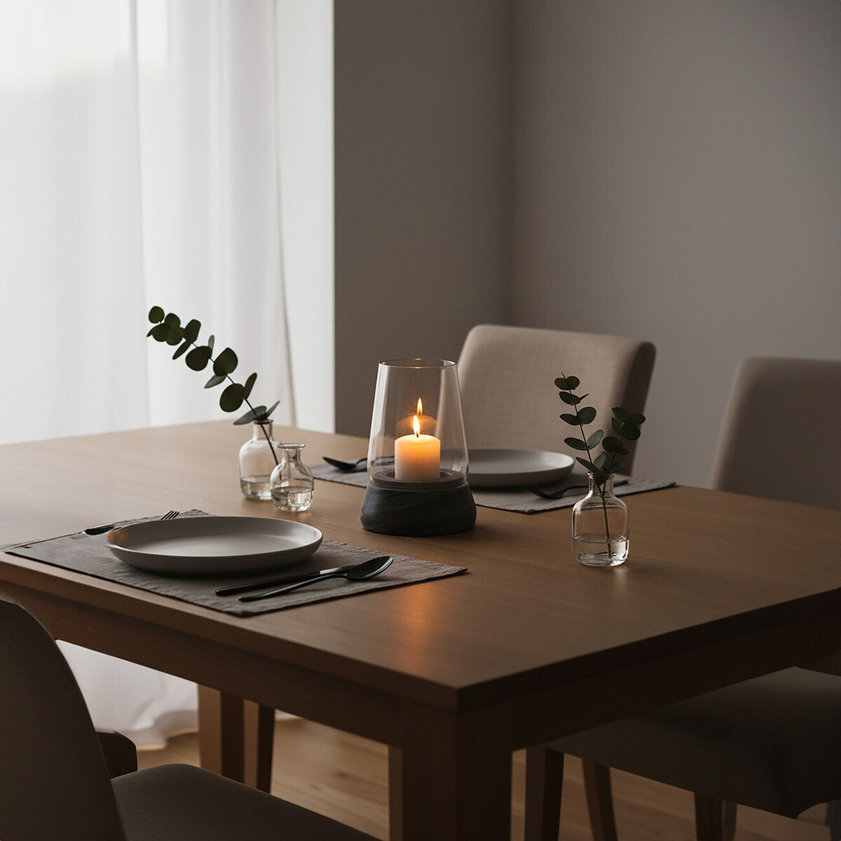 Orsina Grey Marble and Glass Hurricane Candle Holder – Modern Decor