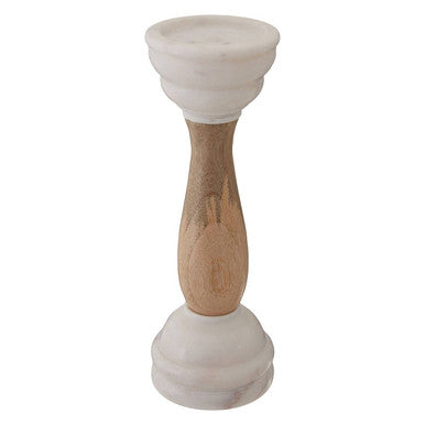 Orsina Sena Marble and Mango Wood Candle Holder – Sculptural Decor