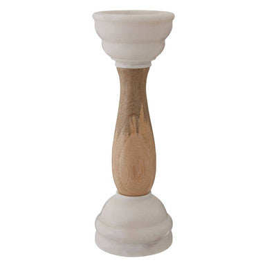 Orsina Sena Marble and Mango Wood Candle Holder – Sculptural Decor
