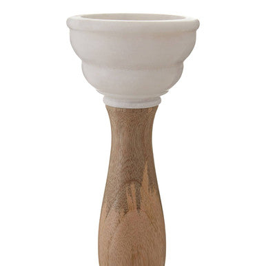 Orsina Sena Marble and Mango Wood Candle Holder – Sculptural Decor