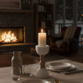 Orsina Sena Marble and Mango Wood Pillar Candle Holder – 12"
