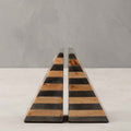 Orsina Kata Mango Wood and Slate Geometric Bookends – Set of 2