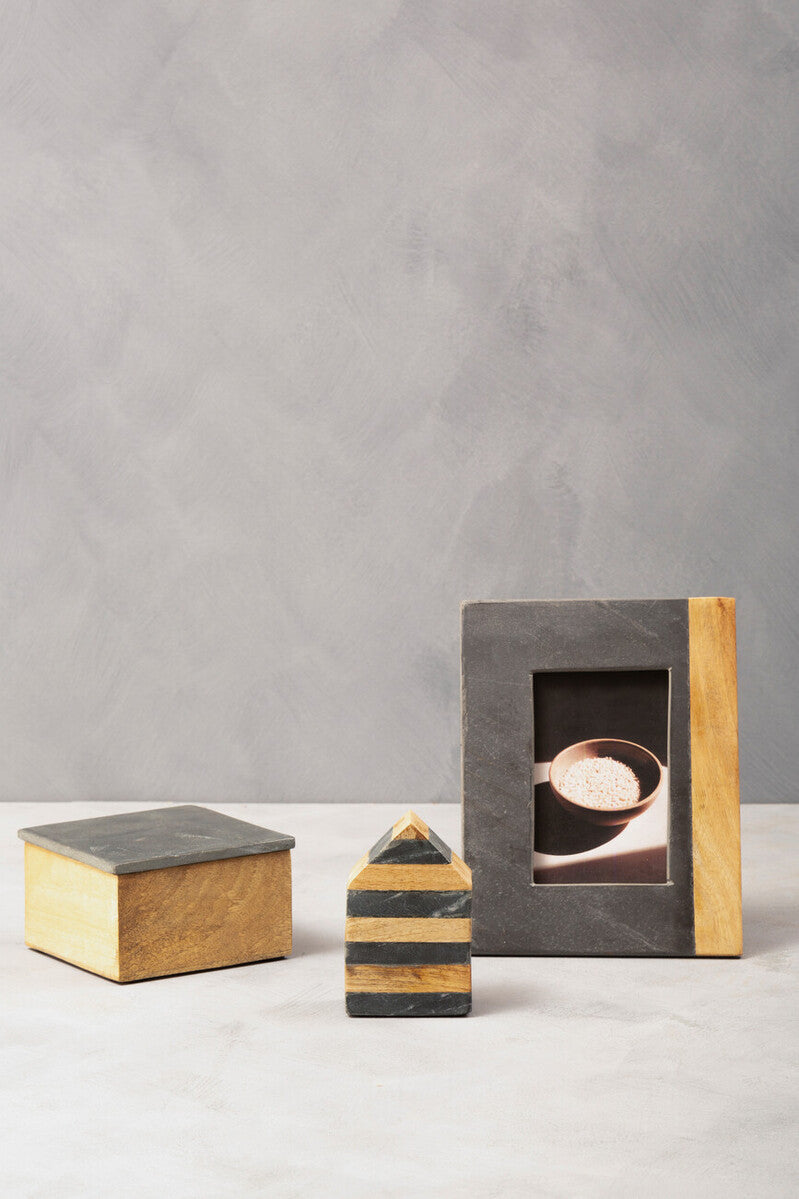 Orsina Kata Small Trinket Box – Grey Textured Decorative Storage