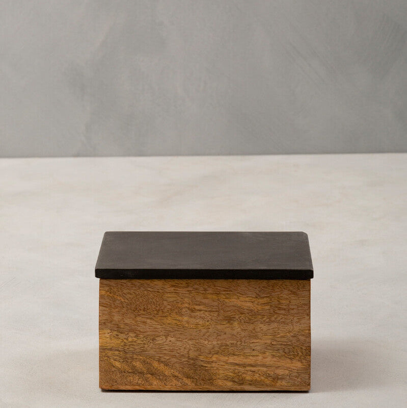 Orsina Kata Large Mango Wood Trinket Box with Slate Lid – Natural