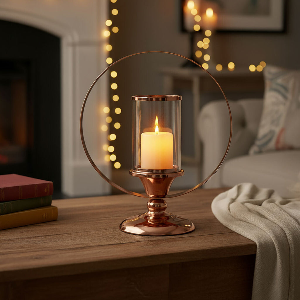 Orsina Kensington Townhouse Brass Metal Candle Holder with Glass